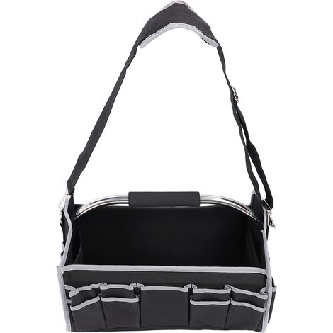 Sac à outils électricien transportable grand volume multifonction ouvert avec poignée acier pour menuiserie (1/5)