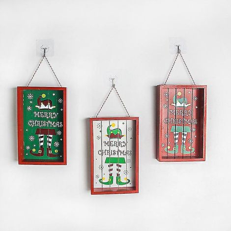 Décorations de Noël en bois, pendentif sapin de Noël créatif, fournitures de Noël, numéro de maison, porte (1/5)