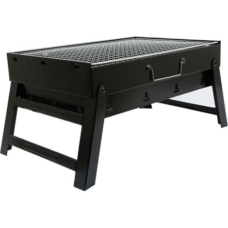 Barbecue à charbon pliable , mini barbecue de camping léger et portable , design innovant , facile à nettoyer , noir , fer (1/5)