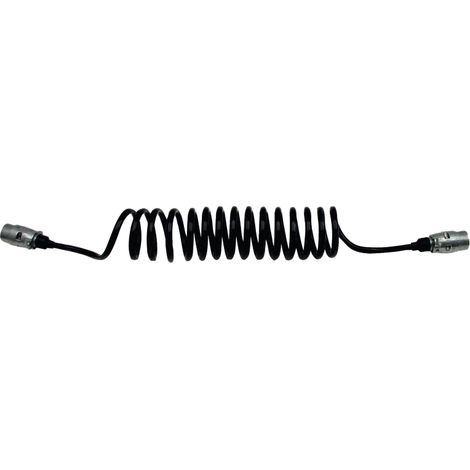 Câble spiralé noir avec 2 prises 7 broches 12 V 3 m 6 x 1,0/1 x 1,5 mm² ISO 1724