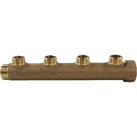 Collecteur mâle femelle 3/4" - 4 départs 1/2" (15/21) - Entraxe 50mm