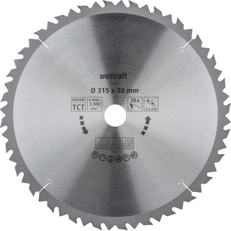 Wolfcraft Kreissägeblatt 315 mm 28 Zähne Hartmetall Kreissägeblatt (1/2)