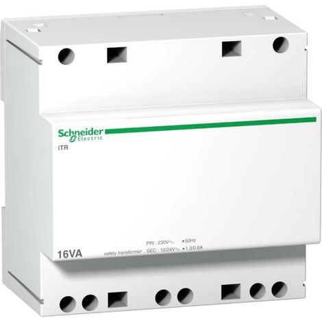ACTI 9 16VA 12/24V AC Sicherheitstransformator, DIN-Schienenmontage, Weiß