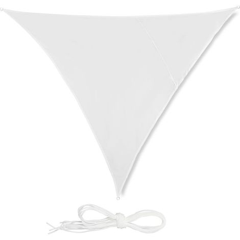 Relaxdays voile d'ombrage triangulaire 3x3x3 m, hydrofuge et anti-UV, avec cordes, terrasse/balcon/jardin, blanc (1/5)