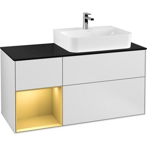 V&B Waschtischunterschrank Wandbeleuchtung Finion 120cm, Pl bla m, Reg li gol m, wh. m Lac (1/2)