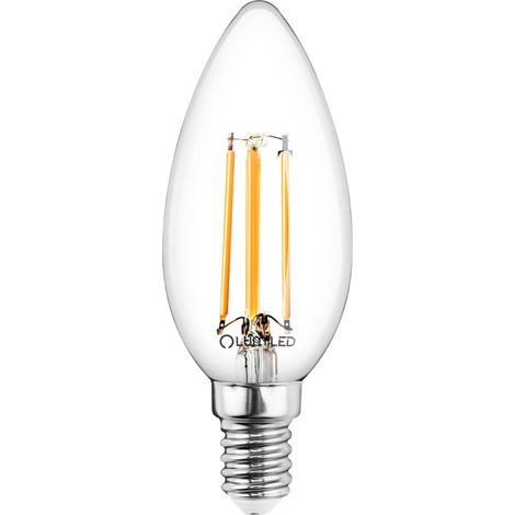 10 ampoules LED E14, culot B35, 7 W (équivalent 60 W), 806 lm, 4000 K, neutre, filament LUMILED