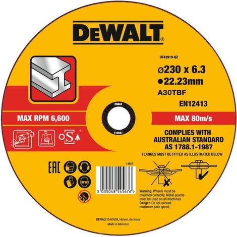 DeWALT DT43919-QZ, Disco de Desbaste para Amoladora Angular, Ideal para Trabajos de Desbaste en Metales y Materiales Duros, Alta Durabilidad, Color Gris