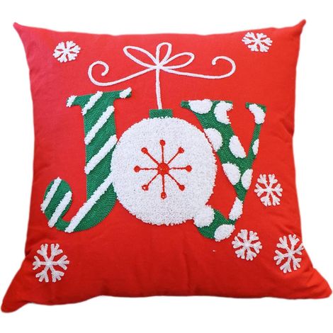 Housses de Coussin d'hiver 46 X 46 Cm en Broderie Élan Fournitures Maison Housses De Coussin Brodé De Noël Pour Vacances Du Nouvel An Assise Canapé TV Chaise Divan Sol Bureau (1/5)