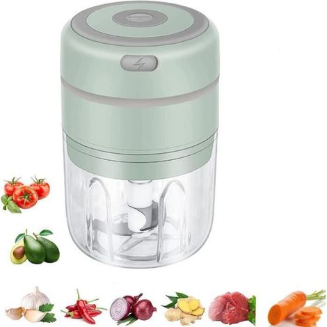 Hachoir Électrique - 250 ml - Sans Fil - Recharge USB - Pour Fruits Légumes Viande (1/4)