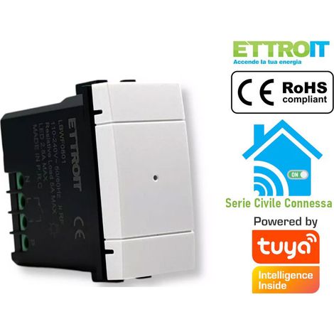 ETTROIT Deviatore smart Wifi Connesso app Tuya compatibile con Living Light colore bianco - LBWF0801 (1/5)