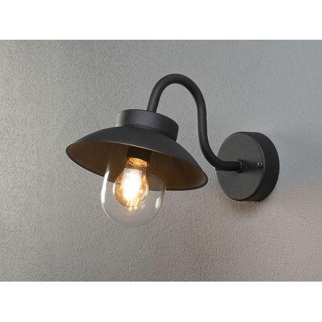 Kleine Außenwandleuchte VEGA aus Aluminium Schwarz, Höhe 24cm (1/5)