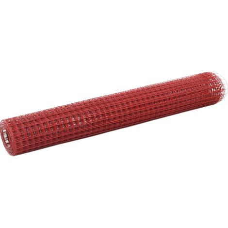 Clôture en fil d'acier avec revêtement PVC, 10 x 1 m, rouge