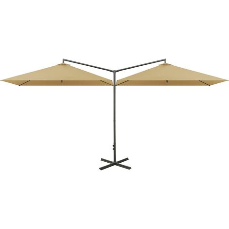 Maison Exclusive - Doppel-Sonnenschirm mit Stahl-Mast 600x300 cm (1/5)