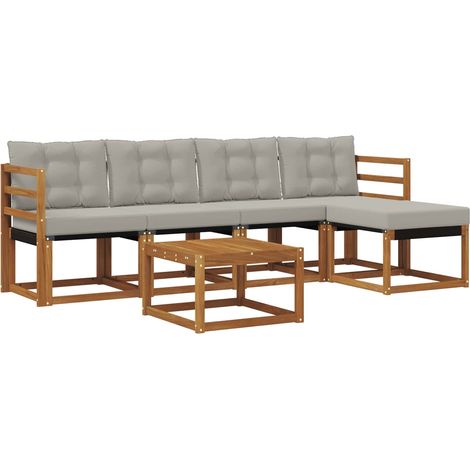 Conjunto de sofás de exterior 6 pcs Gris Natural y Claro vidaXL (1/5)