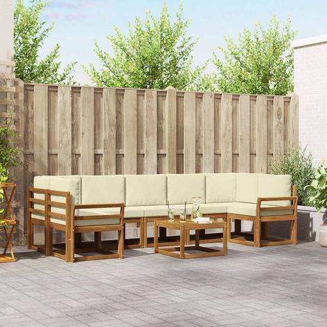 Outdoor-Sofagarnitur mit Kissen 8 pcs Natur und Creme