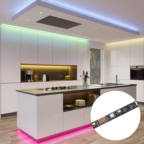 RUSCH STRISCIA LED 15W 950lm, 3000K ANCHE RGB TAGLIABILE CON TELECOMANDO MULTIFUNZIONE ANCHE DA ESTERNO IP44 L. 5 METRI DIMMERABILE