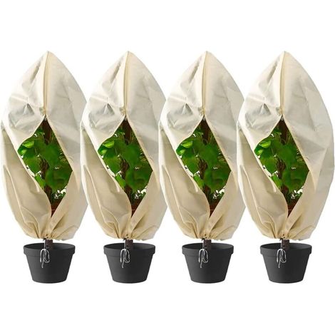 Housse de Protection pour Plantes, Housse d'hivernage Non tissée 80 g/m² Protection Que Toutes Vos Plantes en Pot volumineuses et résistantes au Gel.(60X60CM)(4pack) (1/5)
