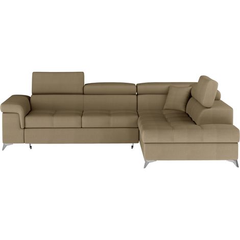 Canapé d'angle convertible PALAZZO 4 places marron – angle droit avec 1 coussin (1/5)