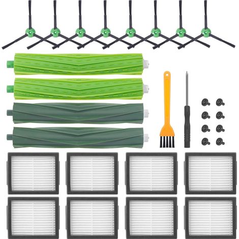 Accessoires sont Disponibles Pour les Accessoires de Rechange pour IroBot Roomba i3 i7 E6 E5 J7, 2 Pinceaux en Caoutchouc, 6 Filtre pour irobot roomba, 6 Pinceaux latéraux Noirs, 6 vis (1/5)