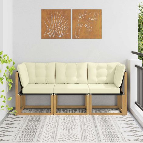 Teenpull – Outdoor Mittel- und Ecksofa mit Kissen 3 Stück Weiß (1/5)