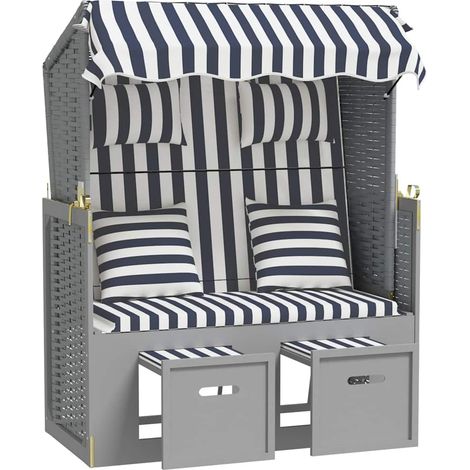 Maison Exclusive - Strandkorb mit Kissen Poly Rattan und Massivho (1/5)