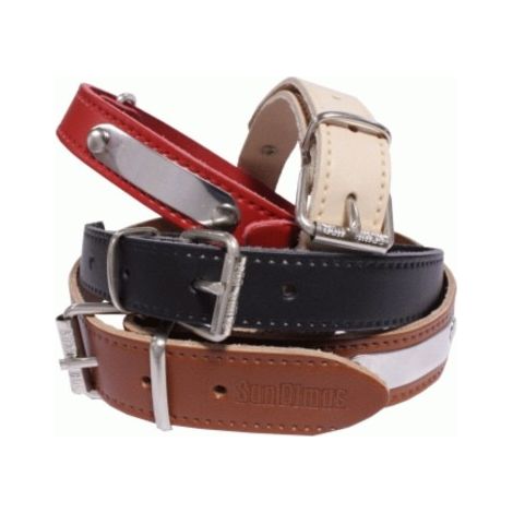 COLLAR CUERO CON PLACA 35MM 65CM.ROJO