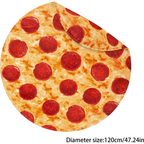 Couverture Rond - Couverture En Flanelle Douce - Motif Pizza Réaliste - Pour Canapé Lit Chaise - 120 cm - 1 Pièce