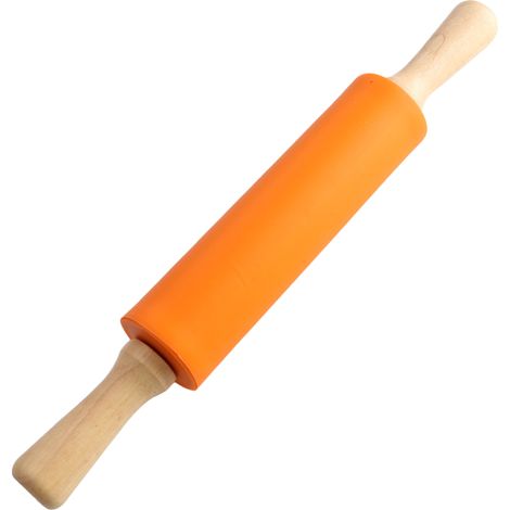 Rouleau À Pâtisserie En Silicone - Surface Antiadhésive - Poignées En Bois - Pour Pâte À Pizza Et Pâtisserie - 1 Pièce (1/5)