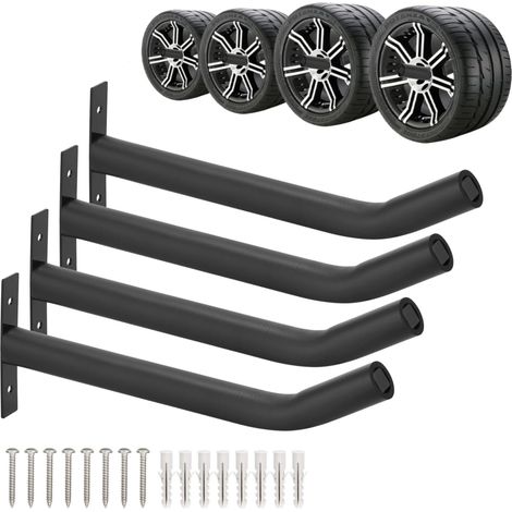 Lot de 4 crochets muraux pour pneus, système de rangement de garage, porte-pneus en acier résistant pour voiture, SUV, moto, échelles et chaises (11,5 cm x 31 cm) (1/5)