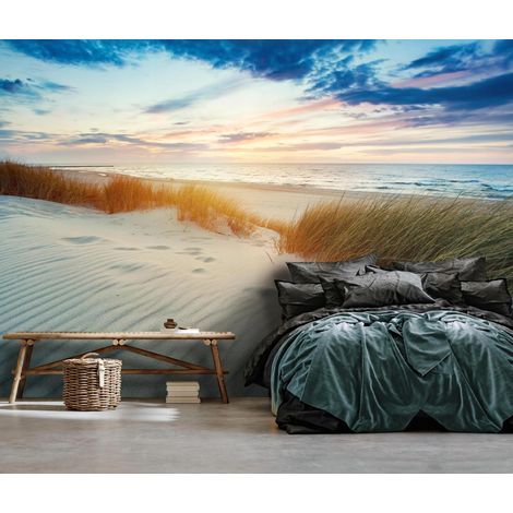 Vlies Fototapete Strand und Meer 200x140 cm, Tapeten, für Wohn und Schlafzimmer, Vliestapete Wandtapete Tapete 3D Effekt- inkl. Kleister - Tropisch Landschaft Ozean, WallArena (1/4)