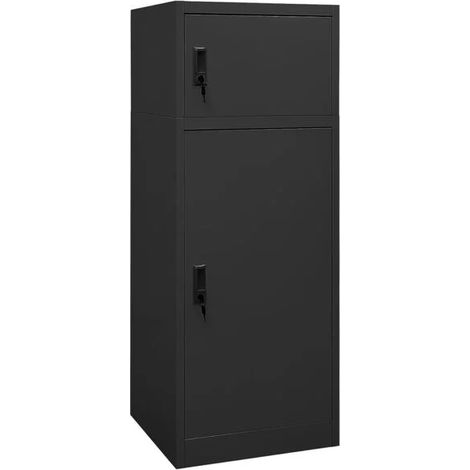 Coffre de rangement en forme de selle, gris anthracite, 53x53x140 cm, en acier. (1/5)