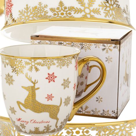 Taza navideña de porcelana de 560 ml en una caja decorativa. (1/5)