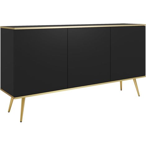 Cassettiera, Ner0, gambe dorate, 160 x 85 x 39 cm (1/4)