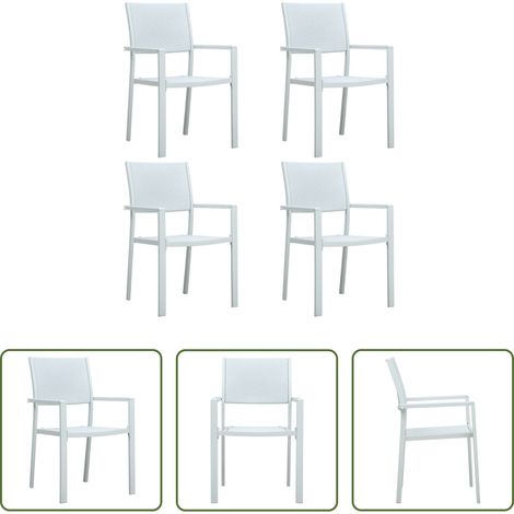 Chaises de jardin -  Chaises de jardin lot de 4 Blanc Plastique Aspect de rotin (1/5)