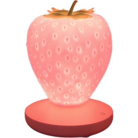 Niedliches LED-Nachtlicht in Erdbeerform – USB-wiederaufladbare Silikon-Stimmungslampe – 3 Touch-Modi, farbenfrohes Licht fürs Schlafzimmer – Geschenkidee zum Geburtstag oder Valentinstag (Rosa)