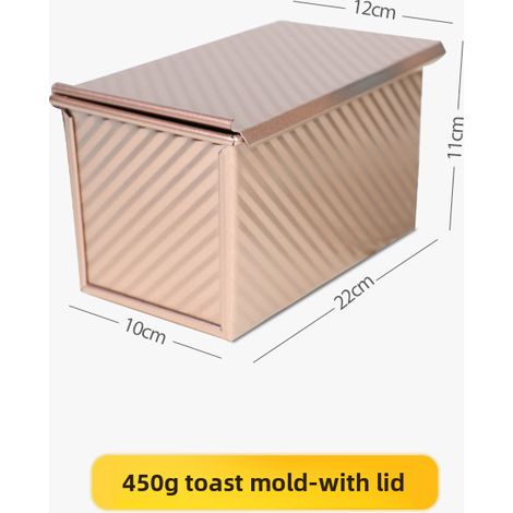450g Wellentoastbox mit Deckel, Tusi Antihaft-Aluminiumlegierungsform, Brotform aus Kohlenstoffstahl, Fabrik-Großhandel (450g, Kohlenstoffstahl, goldener Wellentoast) (1/5)
