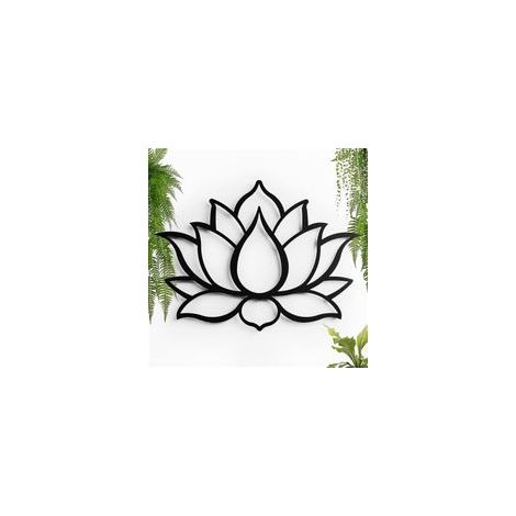 Décoration murale, artisanat en métal de fer, décoration suspendue de meubles, sculpture murale flottante avec ombre en acier, art mural suspendu à la maison (28 x 24,5 cm, lotus)