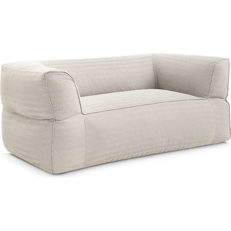 BOBOCHIC - Canapé de jardin droit fixe 2 places NOUR avec bâche de protection Beige (1/5)