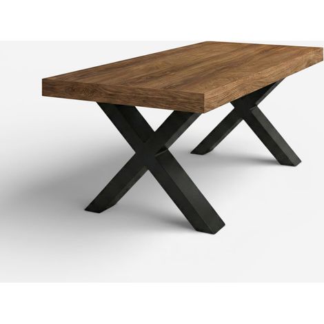 Table à manger extensible 12 places 160/260x90 pieds noirs Firenze - Marron foncé