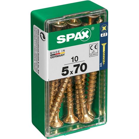 Boîte 10 Unités. Vis A Bois Spax Cab. Plat Yellox 5.0x70mm Spax (1/2)