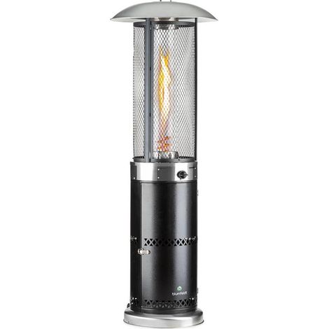 Blumfeldt Radiante da terrazza Goldflame Deluxe 36.000 BTU/11 kW vetro temperato mobile in acciaio inossidabile nero