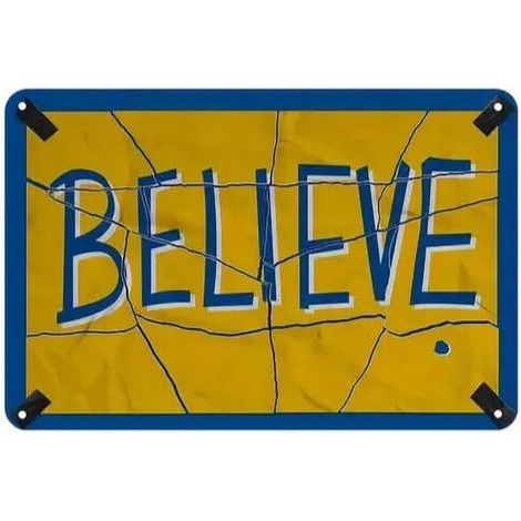Plaque en aluminium « Crois-y », décoration murale motivante pour les fans de Ted Lasso. Dimensions : 20 x 30 cm. (1/5)