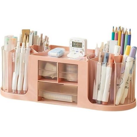 Scatola portaoggetti 36,5 x 12,6 x 13 cm, organizer da scrivania, portapenne, organizer girevole, portapenne portatile, portapenne creativo, girevole (1/5)