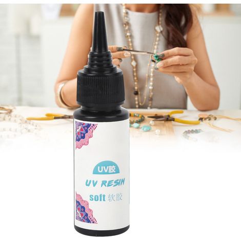 Résine époxy cristalline UV, colle UV pour pierres précieuses, adhésif à séchage rapide par UV, colle souple UV à séchage rapide pour bijoux - 25 g (1/2)