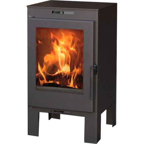 stufa a legna panadero "alina" in acciaio e ghisa nero 6,9 kw
