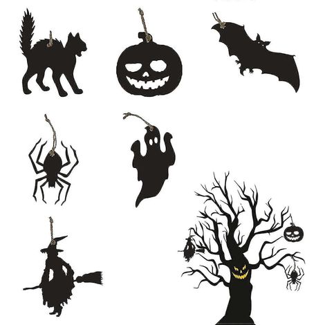 Halloween-Dekorationsset aus Holz – Kürbis, Fledermaus, Geist (8-teilig) (1/5)