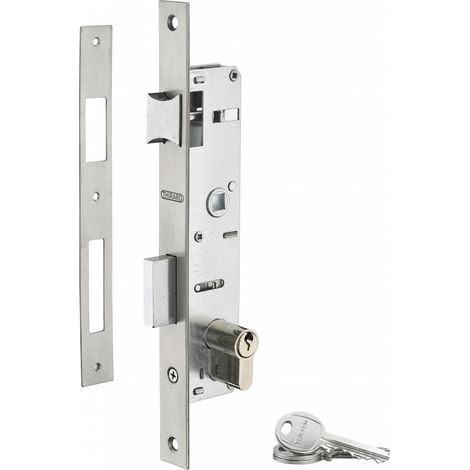 Thirard – Serrure encastrable à cylindre pour menuiserie métallique – Axe 22mm – Cylindre 30x30mm – Pêne en alliage nickelé – Gâche plate inox (1/4)