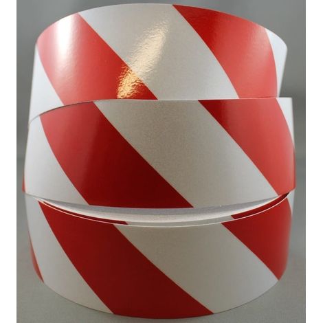 Nastro adesivo retroriflettente rifrangente di segnalazione rosso-bianco Larghezza - 50mm x 3MT (1/5)