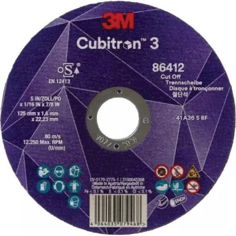 Disque à tronçonner Cubitron III 3M acier/inox - 125 - 3