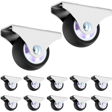 Juego de 12 ruedas fijas para muebles - Rueda de TPE de 38 mm de diámetro - Capacidad de carga de 45 kg - Para salas de estar y muebles pequeños